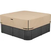 Vevor utendørs boblebadtrekk, 90x90x20in/2285x2285x508mm værbestandig og vanntett boblebadtrekkbeskytter, 600D kraftig Oxford-stoff og 950N rivestyrke, firkantede spa-trekk for boblebad, brun