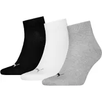 Puma Quarter Socks Unisex (3-Pack), Clothing, Grey/White/Black, 47-49
