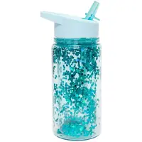 Petit Monkey Drikkeflaske m. Sugerør - 300 ml - Blå m. Glitter - - OneSize - Drikkeflaske