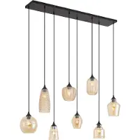 QAZQA Art Deco pendellampe svart med gult glass 8 lys - Hanne