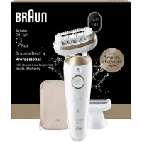 Braun Epilator Silk·épil 9 Flex Wet & Dry, Långvarigt Slät Hud, 9-030 3D, Guld