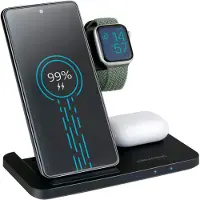 24hShop Grundig trådløs ladestativ 3 i 1 / 3 i 1 trådløs lader mobil smartklokke ørepropper / Qi-ladestasjon