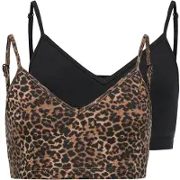 ONLY BH u. Kleshenger - 2-pack - KogLola - Black/Leo - - 13-14 år (158-164) - BH