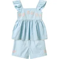Copenhagen Colors Shorts Sett - Topp/Shorts - Lyseblå m. Broderi - - 3 år (98) - Shorts