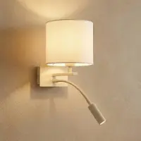 Argon Bilo vegglampe, beige, tekstil, 2 lyskilder, leselampe