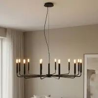 Euluna Lysekrone ORTO B, svart, metall, Ø 103 cm, 12 lyskilder