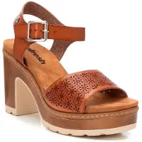 Refresh for woman. 17278101-CAMEL Sandals 172781 brown (39), 8 to 10 cm, Buckle, Casual