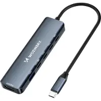 Wozinsky USB-C 6 in 1 Hub WHBC10Y4S Multifunctional Aluminum with 25 cm Cable - Gray USB-hub