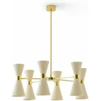 Stilnovo pendellampe Megafono, 80 cm, elfenbeinfarben, 12 lyskilder