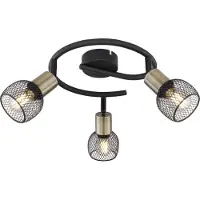 Globo Taklampe Fiastra, svart/antikk messing 3 lysk