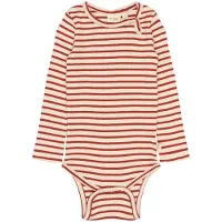 Petit Piao Body I/e - Rib/Modal - PPSky - Sinober Striped - - 2 år (92) - Langermet Body