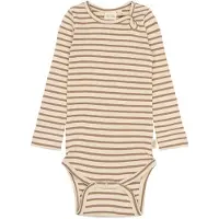 Petit Piao Body I/e - Rib/Modal - PPSky - Ginger Snap Striped - - 2 år (92) - Langermet Body