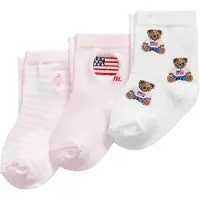 Ralph Lauren Sokker - 3-pack - White/Rosa - - 6-12 md - Sokker