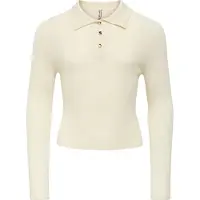 Kids Only Polo - Rib - Strikk - KogMila - Birch/Gold Knapp - - 7-8 år (122-128) - Polo