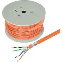 Helos Cat.7 installasjonskabel AWG 23 LSZH 1000MHz CPR Dca 500m trommel oransje