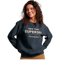 Superdry for woman. W2011991A Luxe metallic logo sweatshirt black (XS), Casual, Sport, Grey, Cotton