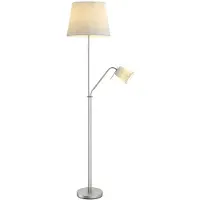 LINDBY gulvlampe Nantwin, 175 cm, grå, nikkel, tekstil