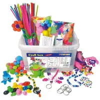 Playbox Multi Krea Eske - 740 Deler - Rørrenser/Fjær/Perler/Øyne - - OneSize - Kreativt leker