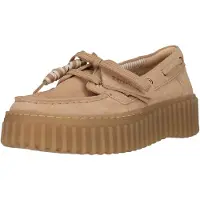Clarks for woman. 26186301 Torhill Boat leather loafers beige (36), 1 to 3 cm, Laces, Casual