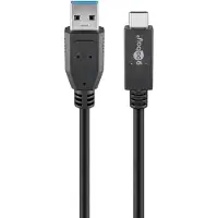 Goobay 41074, 1 m, USB A, USB C, USB 3.2 Gen 2 (3.1 Gen 2), 10000 Mbit/s, Sort