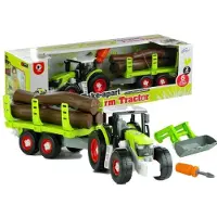 Leantoys traktor med tilhenger for tre 43 cm