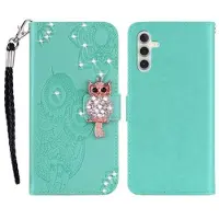 Mtp Products Samsung Galaxy S26+ Ugle Rhinestone Lommebok-deksel med rhinestone - Cyan