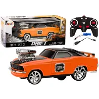 Leantoys RC-bil 1:18 Drift 360, fjernstyrt, lys og lyd, oransje