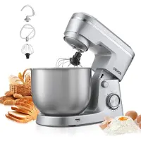 Vevor kjøkkenmaskin, 5,7 l elektrisk kjøkkenmaskin, 1500 W deigmikser, 10 hastigheter, vippehode-matmikser med bolle i rustfritt stål, eltekrok, visp, visp, for baking, blanding, pisking og elting, sø