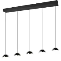 Reality LED-hengelampe Senta, krom, lengde 114 cm, 4 000 K, 5 lyskilder.