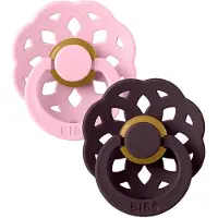 BIBS Böhmen Smokker - Str. 1 - Rund - 2-pack - Rosa/Plum - - 0-6 md - Smokk