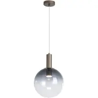 Searchlight Pendellampe Ombre, kuleformet, røykgrå/hvit, Ø 30 cm, glass