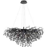 Paul Neuhaus Lysekrone, svart, hengende i glass, lengde 100 cm