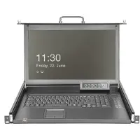 Digitus - KVM-konsoll med KVM-svitsj - 8 porter - Tysk - 17 - kan monteres i rack - 1920 x 1080 Full HD (1080p) @ 60 Hz - 1000:1 - RAL 9005, svart - 1U
