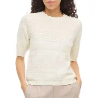 Vila Milos O-neck Pointelle Genser Med Korte Ermer