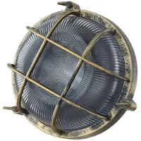 LINDBY utendørs vegglampe Daaje, gullfarget, Ø 26 cm, aluminium