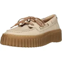 Clarks for woman. 26186302 Torhill Boat leather loafers beige (39), 1 to 3 cm, Laces, Casual