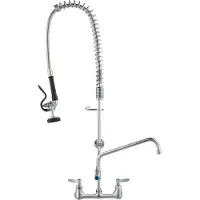 Vevor kommersiell kran med forvaskspray, 91,4 cm høyde, 20,3 cm senter, 30,5 cm svingtut, veggmontert kjøkkenkran, messingkonstruksjon med nedtrekkbar spray, for 1/2/3-roms vask