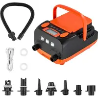 Vevor 20PSI padlebrettpumpe, oppladbar batteridrevet, to-trinns oppblåsing og tømming SUP-luftpumpe med automatisk avstenging, 12V DC bilkontakt og LED-lys, ideell for oppblåsbare båter, telt og madra