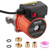 Vevor varmtvannsresirkuleringspumpe, 38 l/min, sirkulasjonspumpe med øyeblikkelig sirkulasjon, 3-trinnskontroll, 100 W, AC 220–240 V, G3/4 tomme til G1/2 tomme adapter, hode i rustfritt stål, for varm