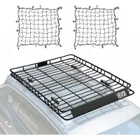 Vevor takstativkurv, 64 x 50 x 4,1 tommer, universal taklaststativ med to 35,4 x 39,4 tommer lastenett, maks. 150 lbs takbagasjeholder, 4,1 tommer gjerde, rustfri stållegering, for SUV lastebil bil