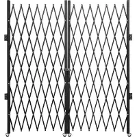Vevor Dobbel sammenleggbar sikkerhetsport, 382 × 214 cm (B × H) B Foldeport, Sikkerhetsport i stål med trekkspill, Fleksibel, ekspanderende sikkerhetsport, 360° rullende barrikadeport, Sakseport eller
