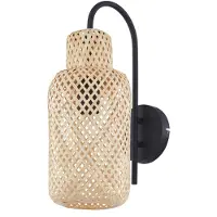 LINDBY Venora vegglampe, høyde 43 cm, svart, tre, bambus