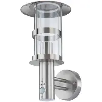 LINDBY utendørs vegglampe Noemi, sensor, grå, stål, 34 cm