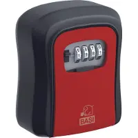 Basi SSZ 200, Veggmonterbar safe, Sort, Rød, Kombinasjonslås, Aluminium, Vegg, Nøkkel
