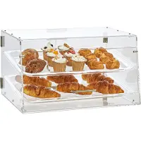 Vevor bakverksmontre, 2-etasjes kommersielt benkeplate bakverksmontre, akryl utstillingsboks med bakdørtilgang og avtakbare hyller, holder fersk for smultring, bagels, kake og kjeks, 52,6 x 33,5 x 30,