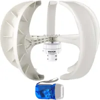 Vevor vindturbin 600W 12V vindturbingenerator hvit lanterne vertikal vindgenerator 5-blads vindturbinsett med kontroller uten stang