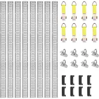 Vevor E-sporfesteskinnesett, 24 deler 5' E-sporsett inkluderer 8 stålskinner og 8 O-ringankere og 8 festepunkter med D-ring, allsidig festetilbehør for motorsykler og sykler, 2000 lbs last