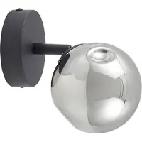 LINDBY vegglampe Valentina, grå/svart, glass, Ø 10 cm