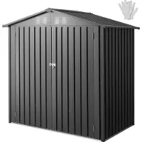 Vevor 1860 x 1210 x 1841 mm hageskur i metall, utendørs oppbevaringsskur med låsbare dører og 4 lamellventiler, metallskur med peak roof utendørs oppbevaring, oppbevaringsskur for bakgård, hage, terra