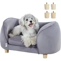 Vevor Kjæledyrsofa, Hundesofa for små hunder og katter, Myk fløyelsmyk hundesofa, 30 kg lastende kattesofa, Mørkegrå